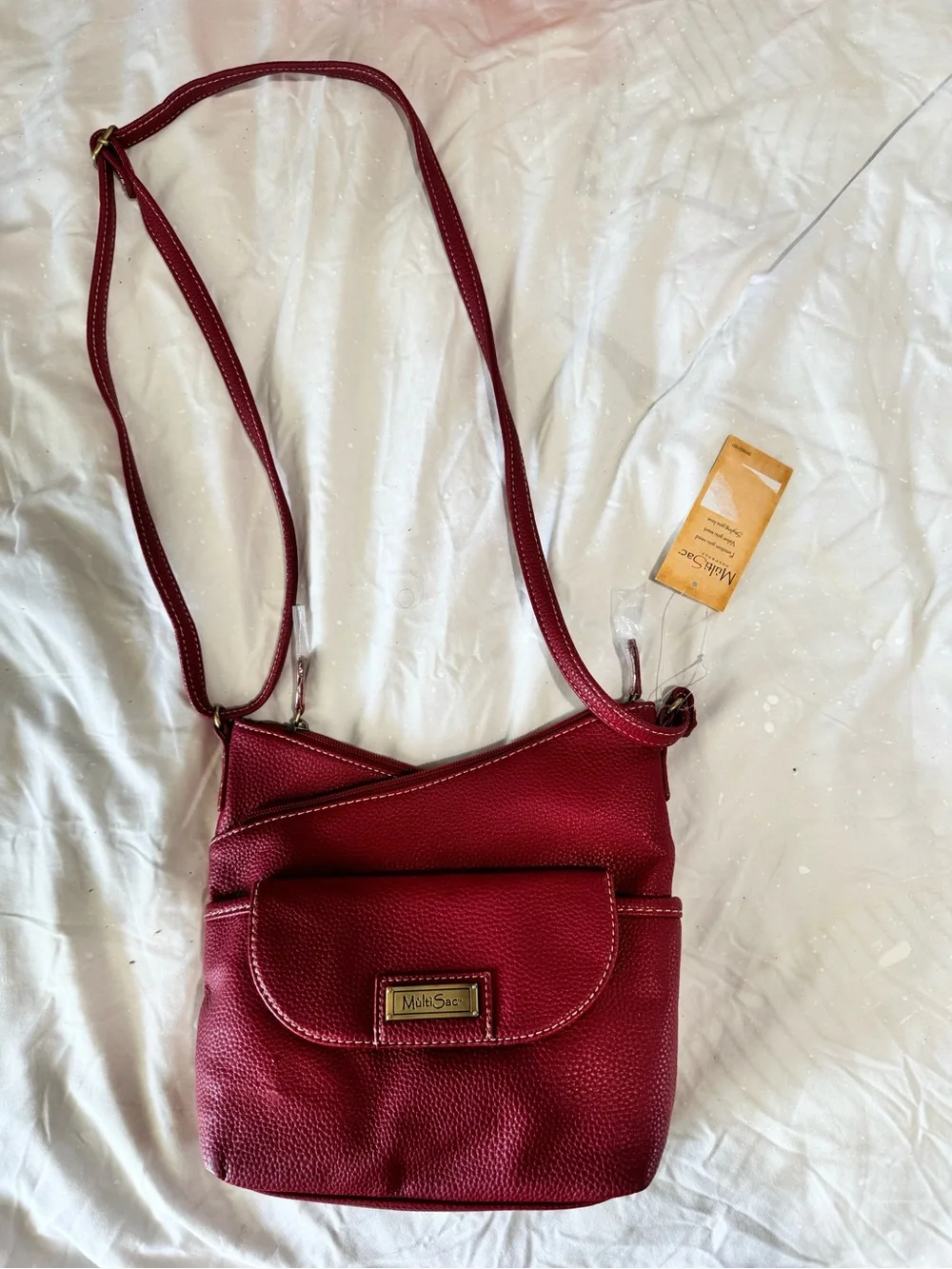 Compact Burgundy Crossbody Bag with Front Flap